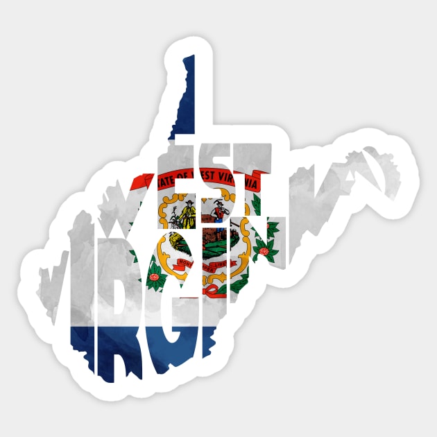 West Virginia Typo Map Sticker by inspirowl